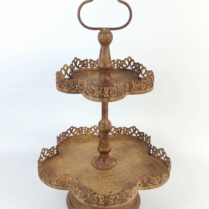 Minster Stylish Living Ltd - Wholesale Cake stand - 48Cm Rusty Metal 2 Tier Cake Stand0