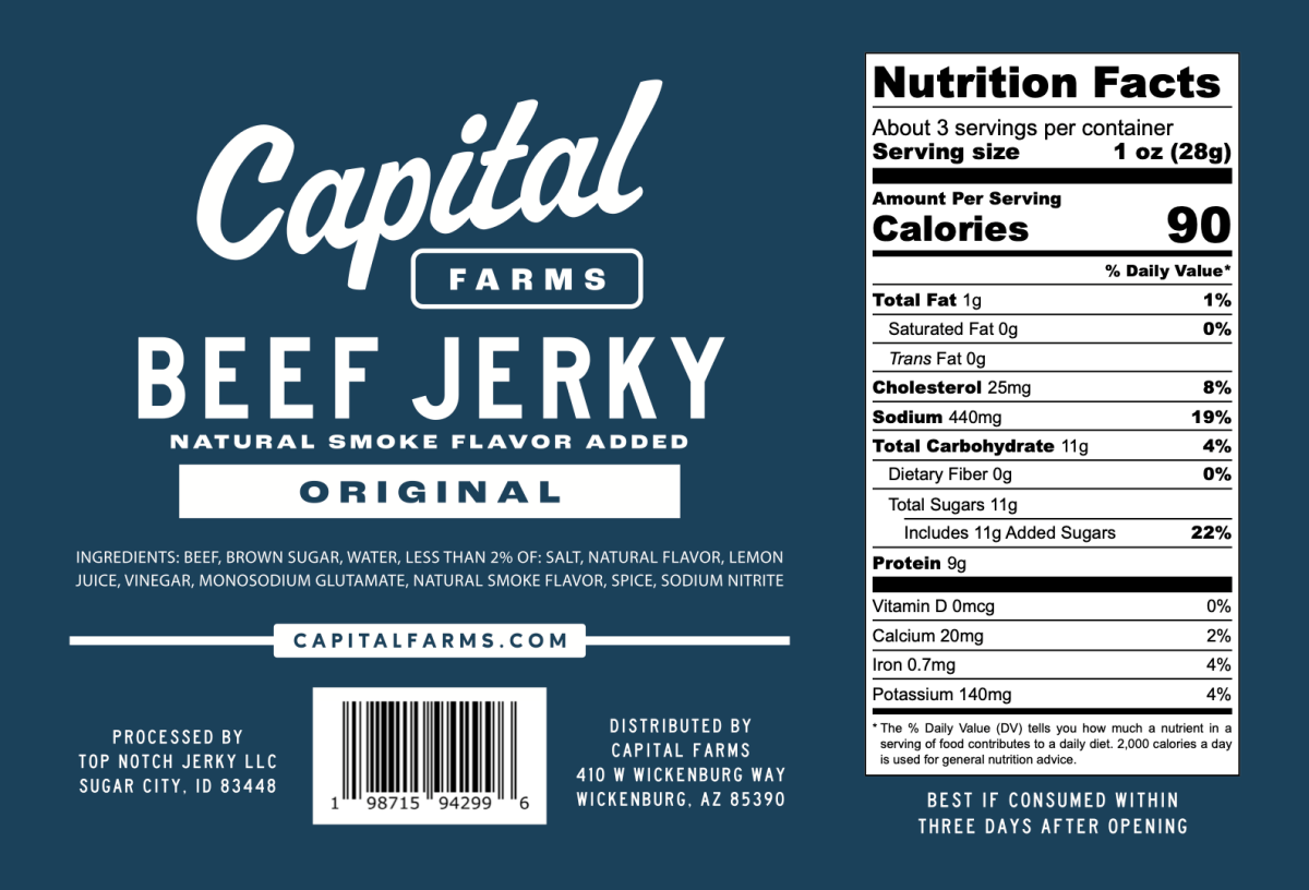 Capital Farms Meats & Provisions - Wholesale Jerky - Original Beef Jerky - In Store4