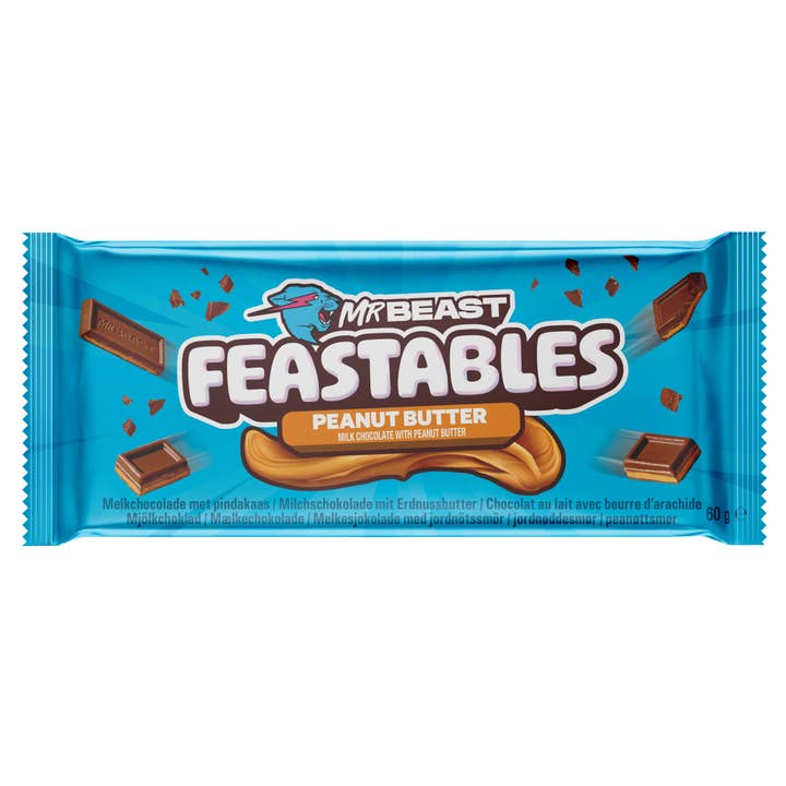 SureShot – Großhandel Schokoriegel – NEU! Feastables MrBeast Erdnussbutter-Schokolade - 60g