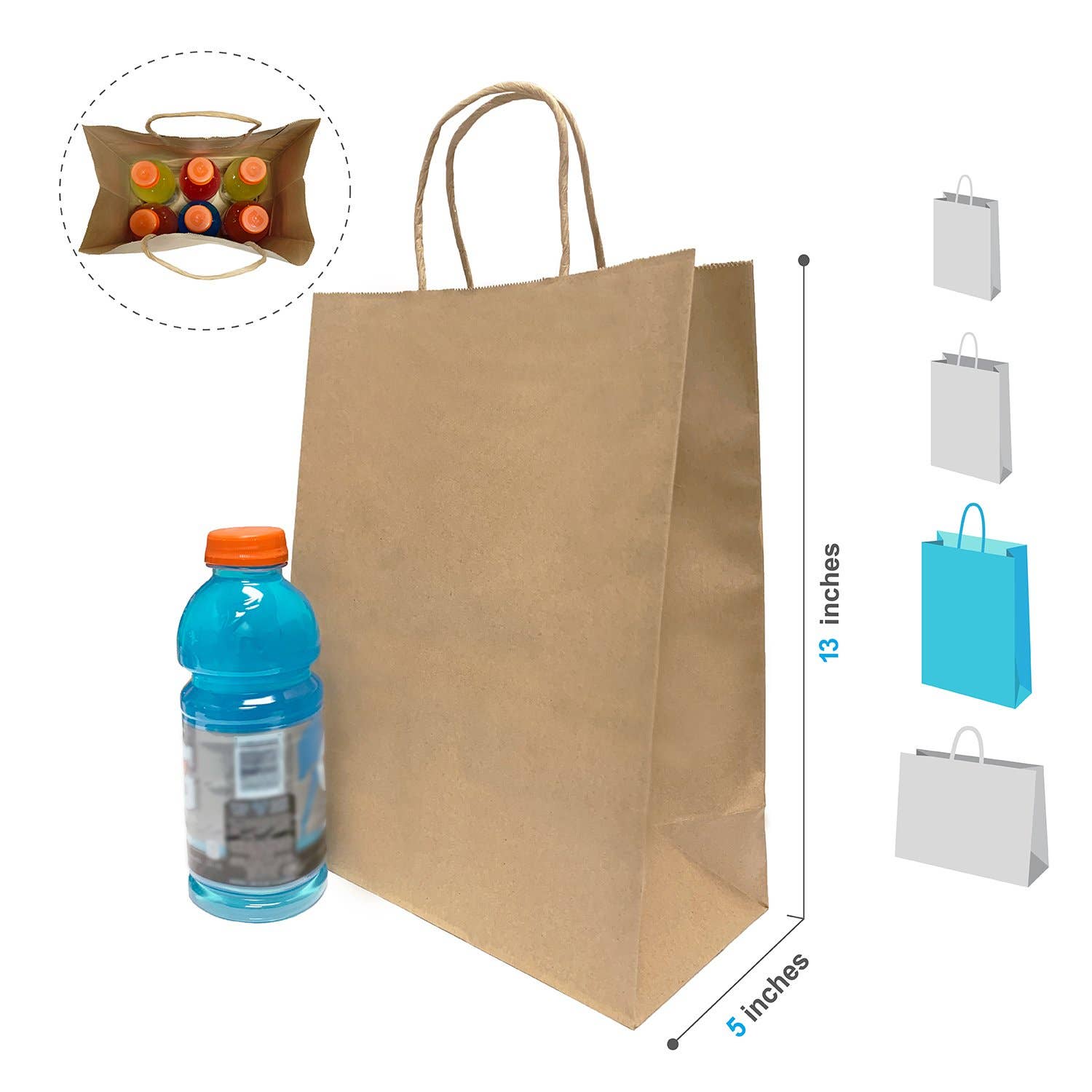 Kis Paper - Vente Pochette cadeau - Sac en papier kraft Debbie 10x5x13 avec poignée torsadée3