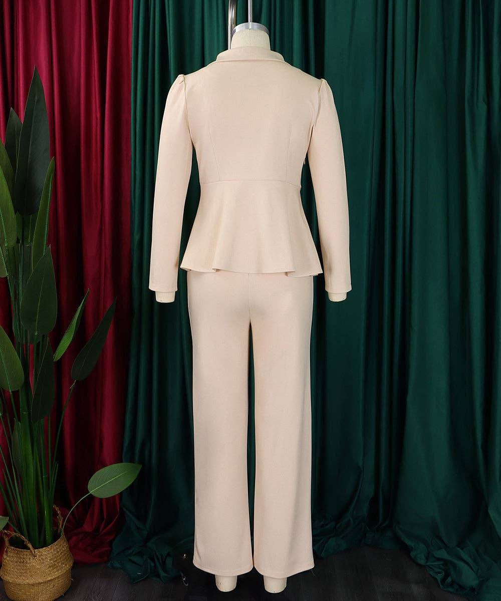 Aria Romance - Wholesale Suit Set - Women's - Ruffled Sleeve Wide-Leg Trouser Set15