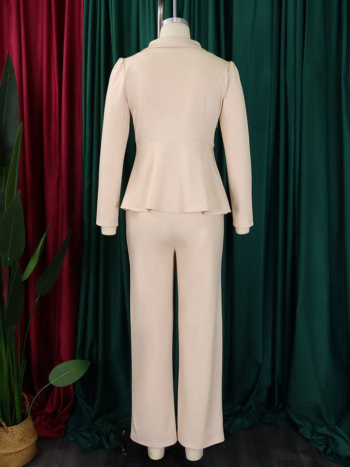 Aria Romance - Wholesale Suit Set - Women's - Ruffled Sleeve Wide-Leg Trouser Set15