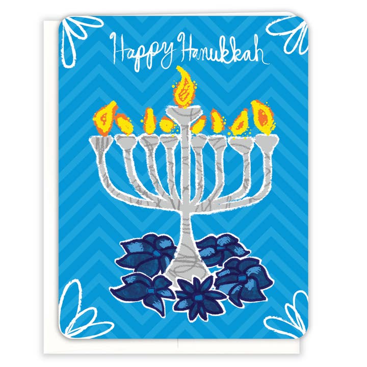 Dekorative Menorah-Hanukkah-Karte für den Großhandel von Paper Loop | Hand-Painted Greeting Cards