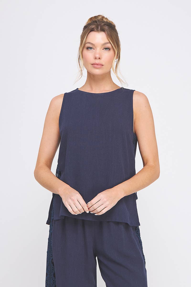 Allie Rose – Großhandel Tunika – Damen – Leinenmischung Lockeres Tunika-Top0