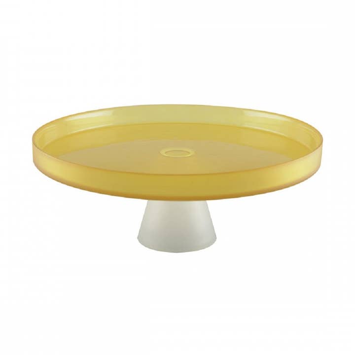 Yellow cake stand with white base 28cm - lemon for wholesale by AULICA