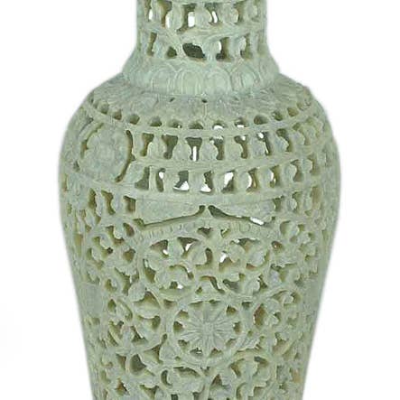 Novica Handmade Floral Honor Soapstone Vase for wholesale by NOVICA