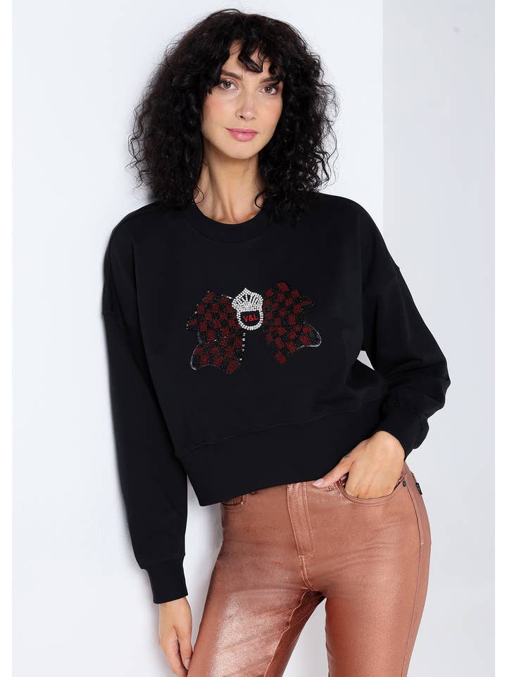 PAUSANT SHOP ONLINE - Vendita all'ingrosso Felpa stampata - Donna - V&LUCCHINO - Felpa gioiello V&L con fiocco e girocollo7