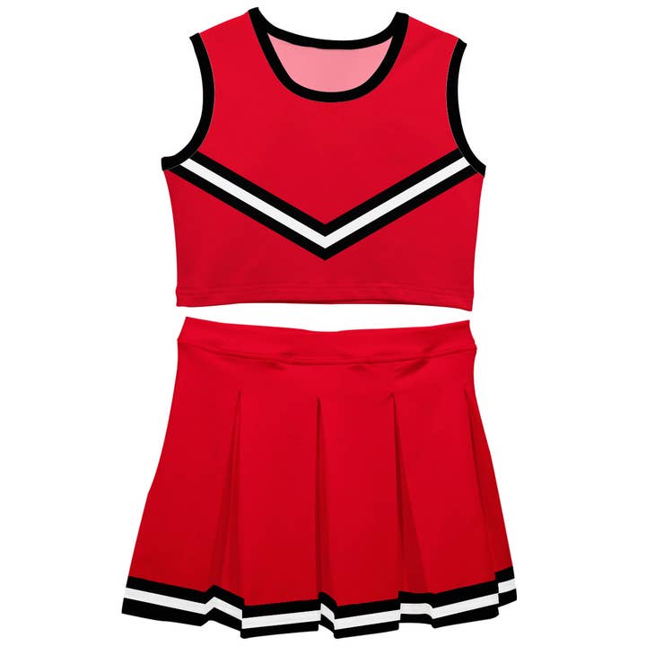 Red & Black Sleeveless Cheerleader Set for wholesale by Vive La Fete