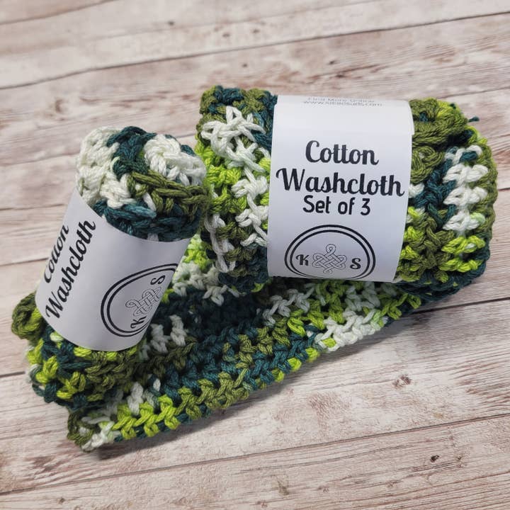 Calla Lily Green Cotton Washcloth for wholesale by Kilted Suds