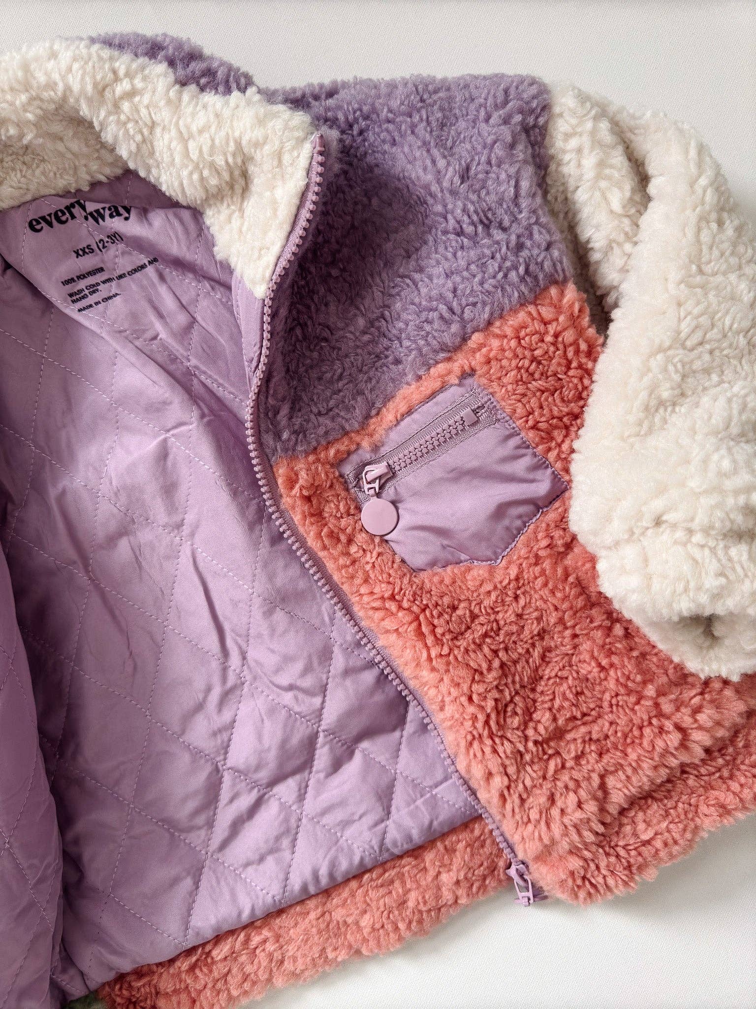 Everyway - Vente Veste – enfant - Veste en polaire à blocs de couleurs pastel3