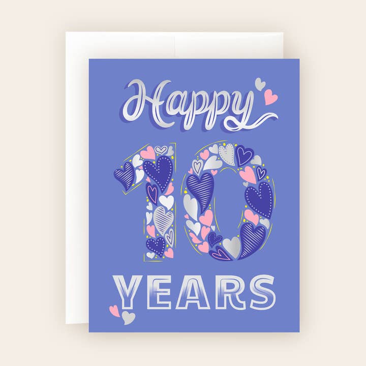 Happy 10 Years Card – Heartfelt Anniversary for wholesale by Molly Marie Pea