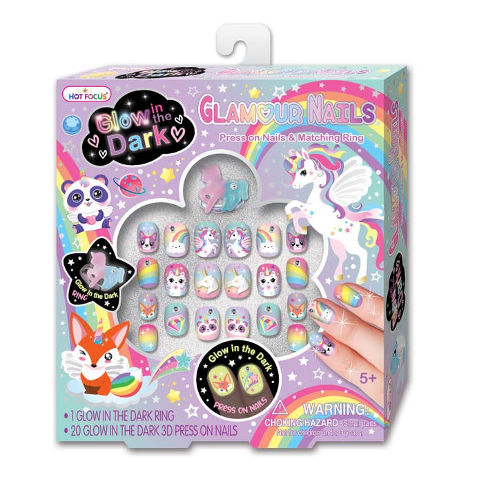 Hot Focus, Inc. - Wholesale Press-On/Fake Nails - Glow in the Dark Glamour Nails