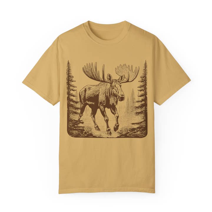 Älg Handtryckt Unisex T-shirt | Screentryckta Natur T-shirts för wholesale av Our Wild Puget Sound