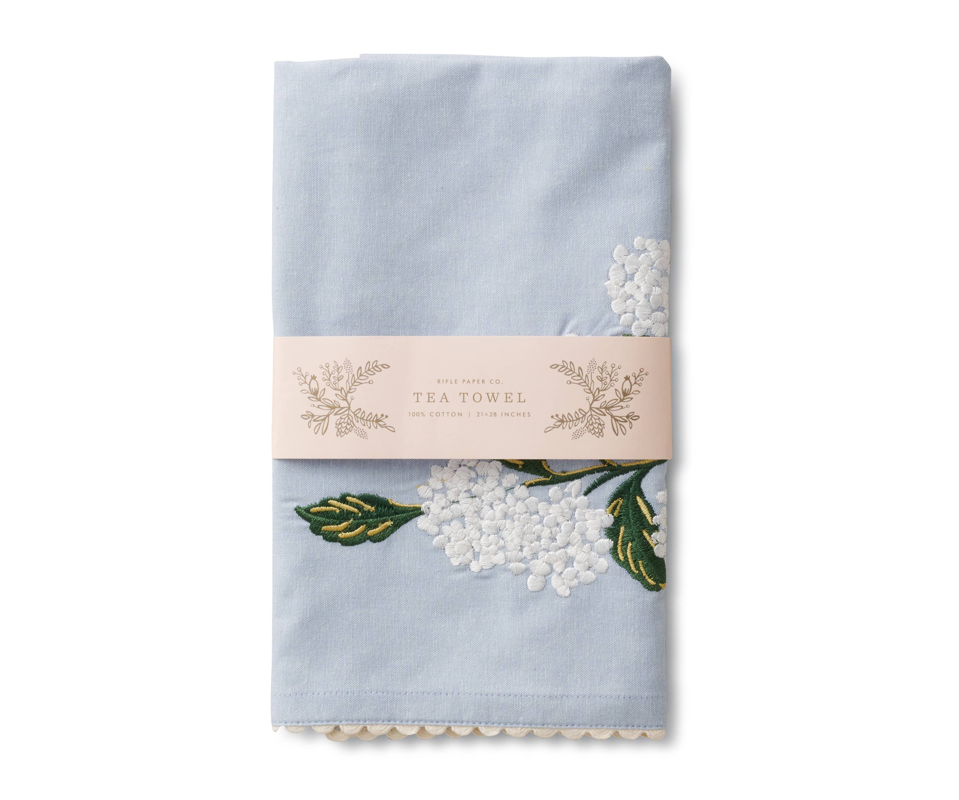 Rifle Paper Co. - Wholesale Tea Towel - Hydrangea Embroidered Tea Towel1