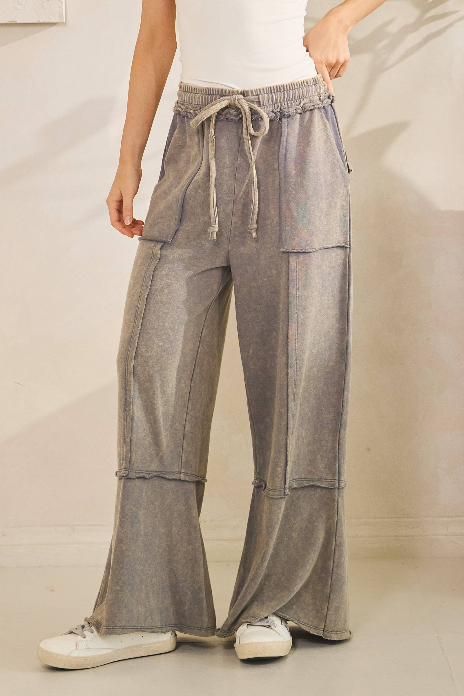 Sage + Fig - Wholesale Pants - Women's - MINERAL WASHED TERRY KNIT PANTS (SP7055-A)26