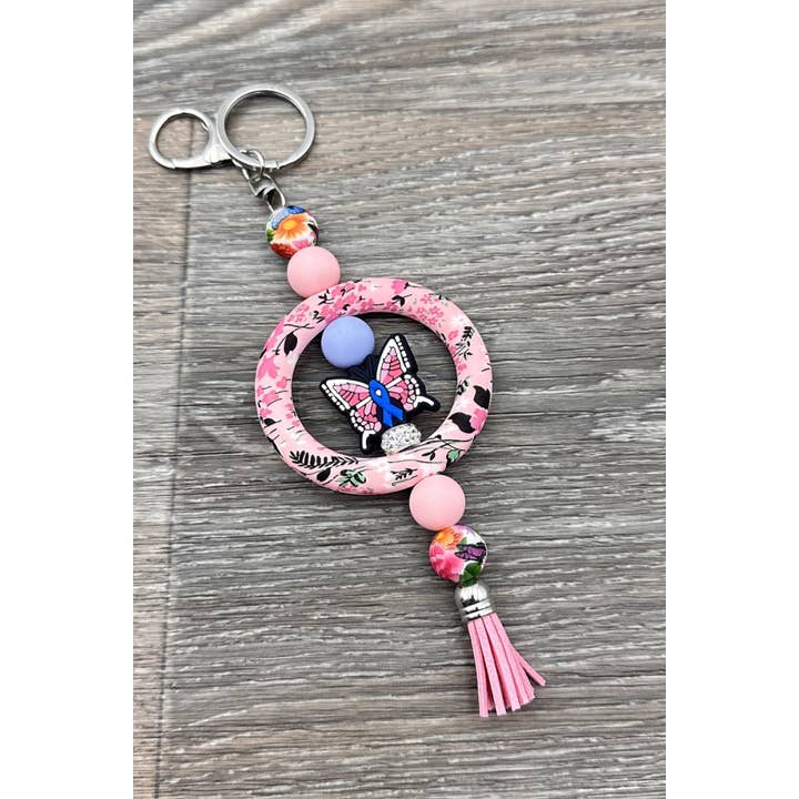DESHENG ENTERPRISE - Wholesale Keychain - Women's - WESTERN COW BUTTERFLY SILICONE BEADED KEYCHAIN