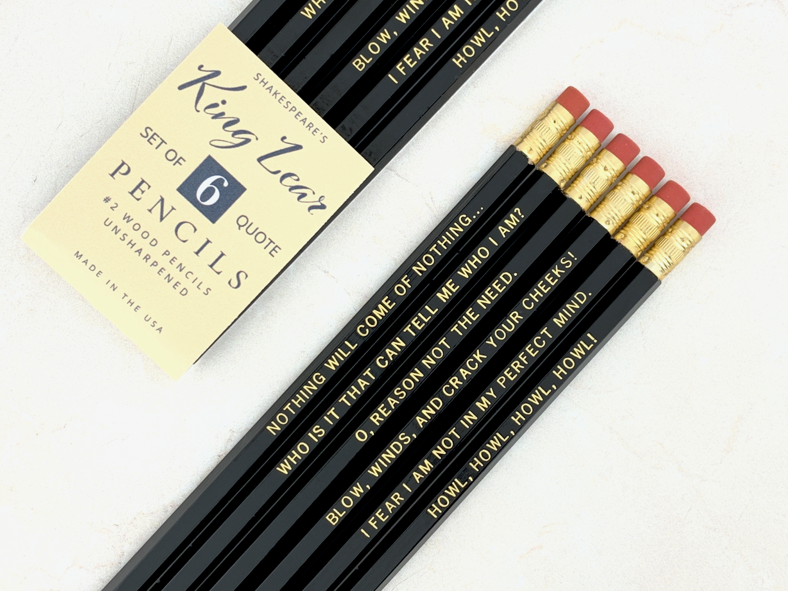 Lit & Whimsy - Vente Crayons - Crayons à citations King Lear de Shakespeare0