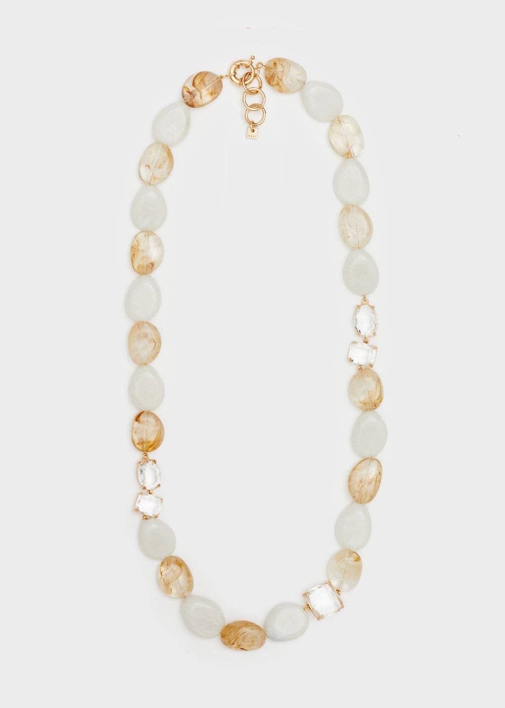 NALI' - Wholesale Beaded/Pearl Necklace - VENICE LONG NECKLACE IN BEIGE/WHITE RESIN - N582