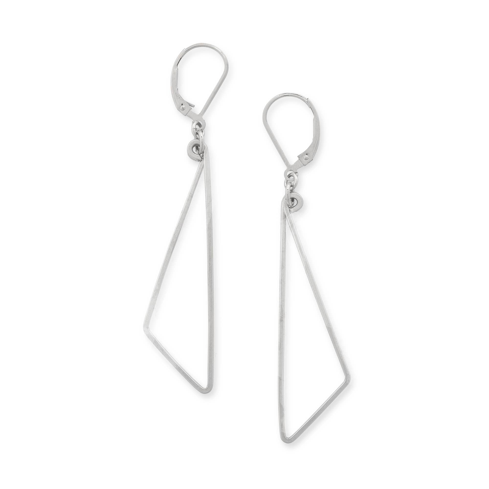 Freshie & Zero - Wholesale Dangle Earrings - Pivot Earrings Geometric Hammered Wire, Sterling Silver/Gold0