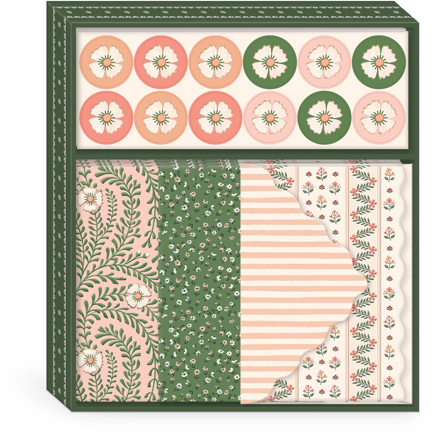 Lady Jayne - Wholesale Stationery/Notecard Set - Pink Green Floral Stationery Set0