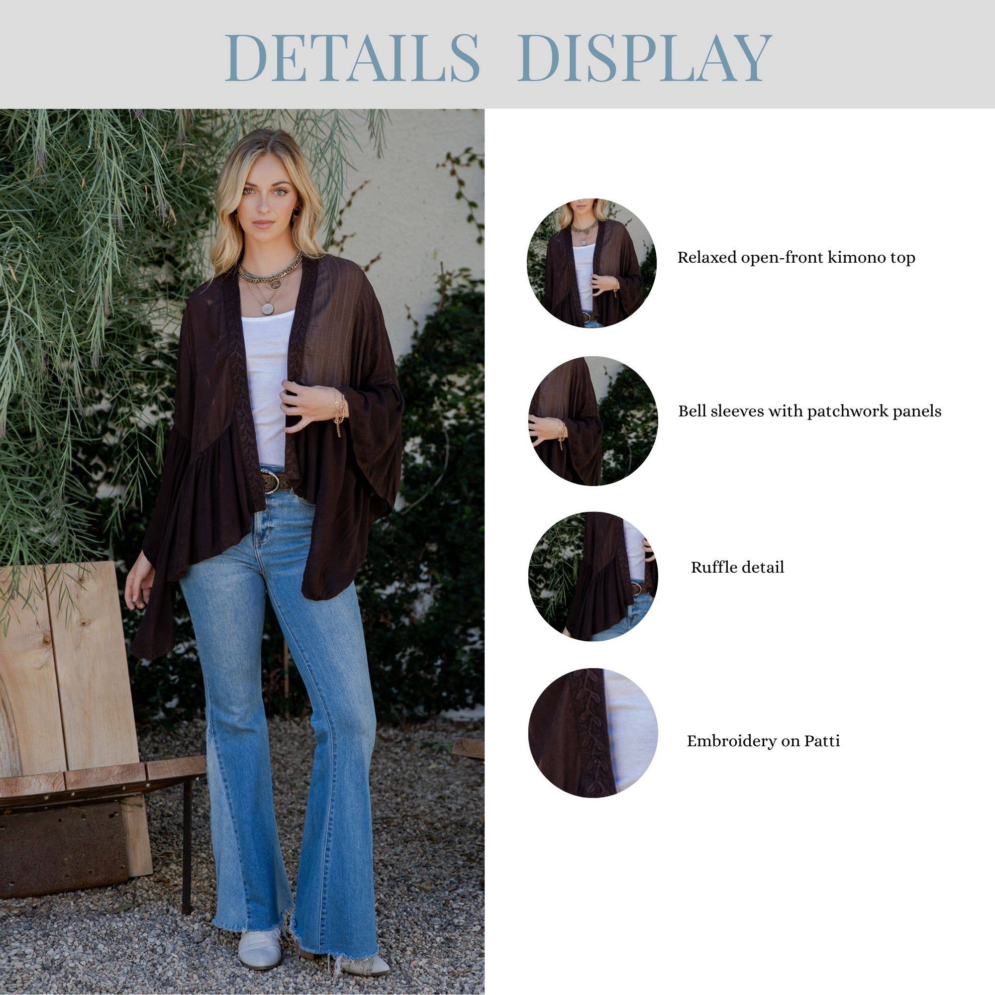 Young Threads - Wholesale Kimono - Women's - Elegant Kimono-Inspired Frill Shrug - New Style13