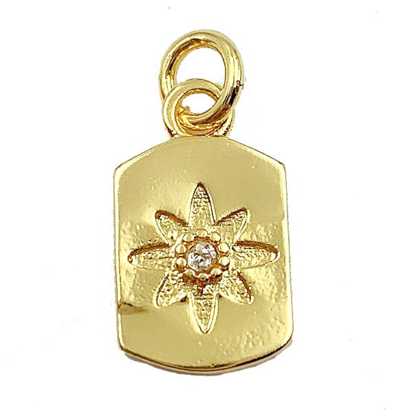 Pendentif à breloque étoile du Nord remplie d'or, breloque en forme de fleur CP947 pour la vente par Beads Creation