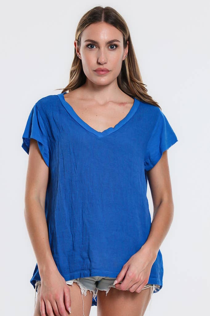 TINA Stephens Italy/Tees By Tina - Wholesale Blouse - Women's - Nola Cotton/Linen V-Neck Top (BSS207)51