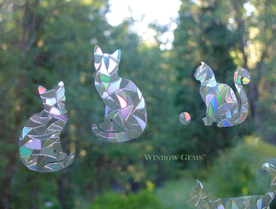 Window Gems - Wholesale Suncatcher - Cat Window Clings - Prismatic Bird Strike Prevention Decals2