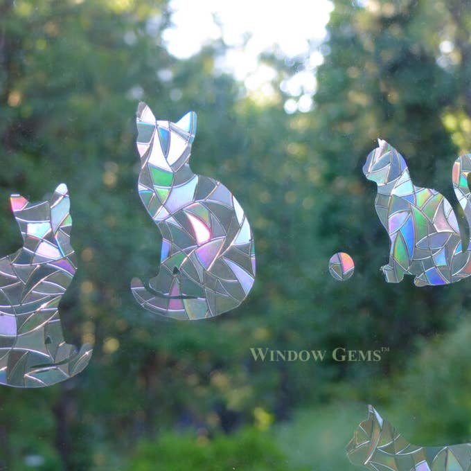 Window Gems - Wholesale Suncatcher - Cat Window Clings - Prismatic Bird Strike Prevention Decals2