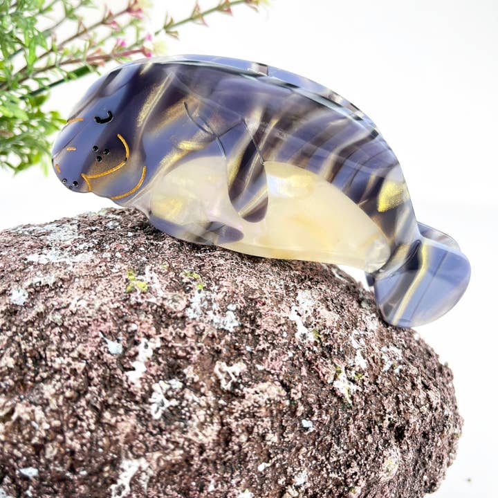 Gray Manatee Acetate Claw Clip for wholesale on Faire2