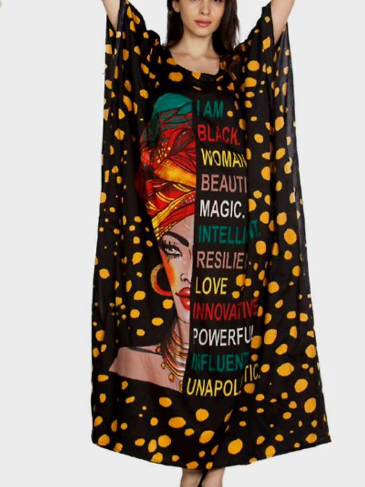 Dames Afro print lange kaftanjurk - 1377B voor wholesale door India Batik