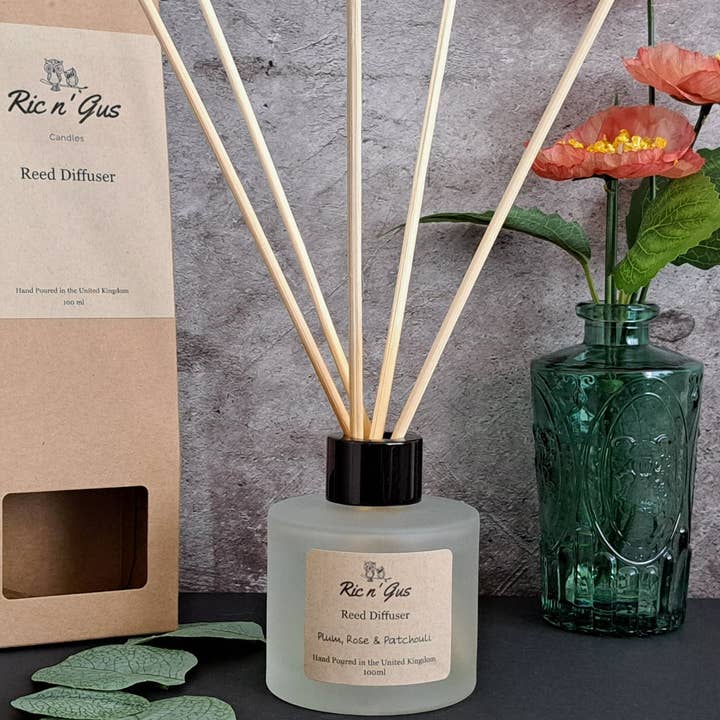 Plum, Rose & Patchouli Reed Diffuser for wholesale by Ric n'Gus Candles