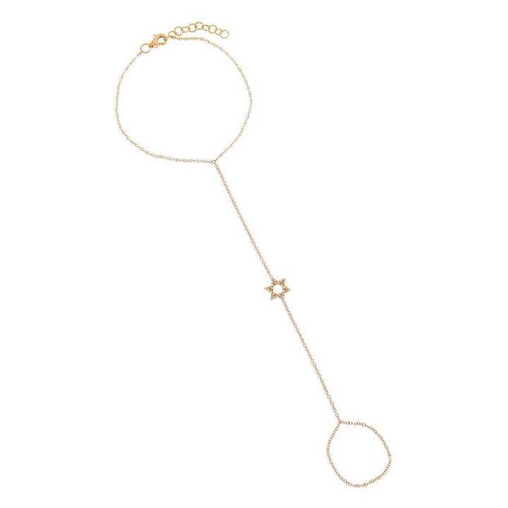 K Gold Diamond Star of David Hand Chain 14K for wholesale on Faire