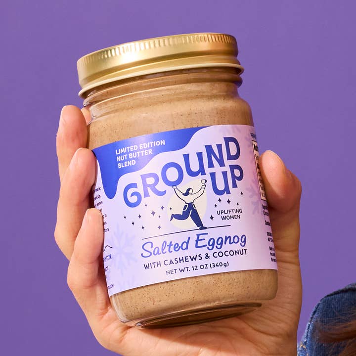 12oz - Salted Eggnog Cashew + Coconut Butter for wholesale by Ground Up
