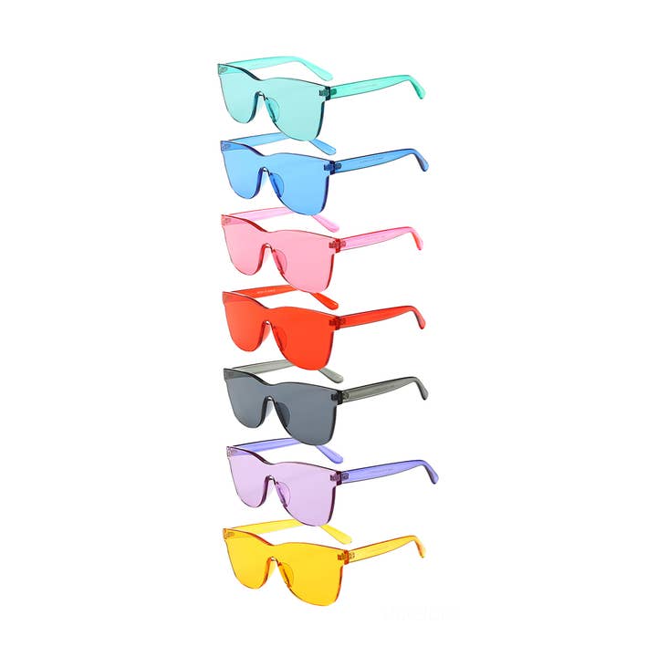 RIMLESS THICK PC SPORTY SUNGLASSES COLORFUL ASSORTED for wholesale by Trio Trading