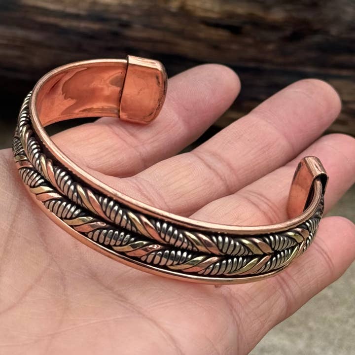 Lungta Imports - Wholesale Cuff Bracelet - Pure Copper Twisted Open Back Bracelet for Women and Men1