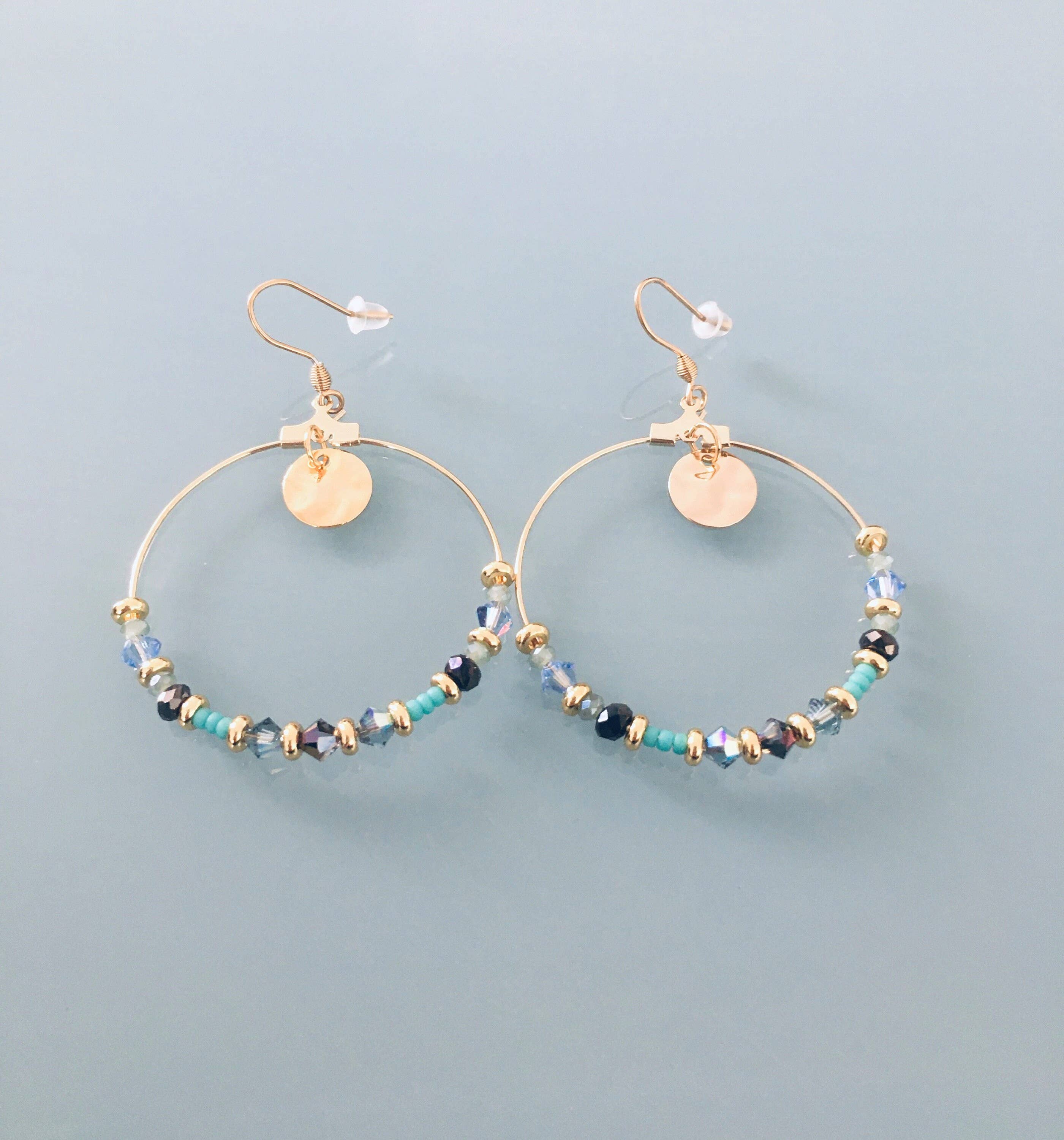 Brass Wire Bohemian Handmade Gemstone Jewelry Minimal Design Star Stone Earrings Sterling Silver 