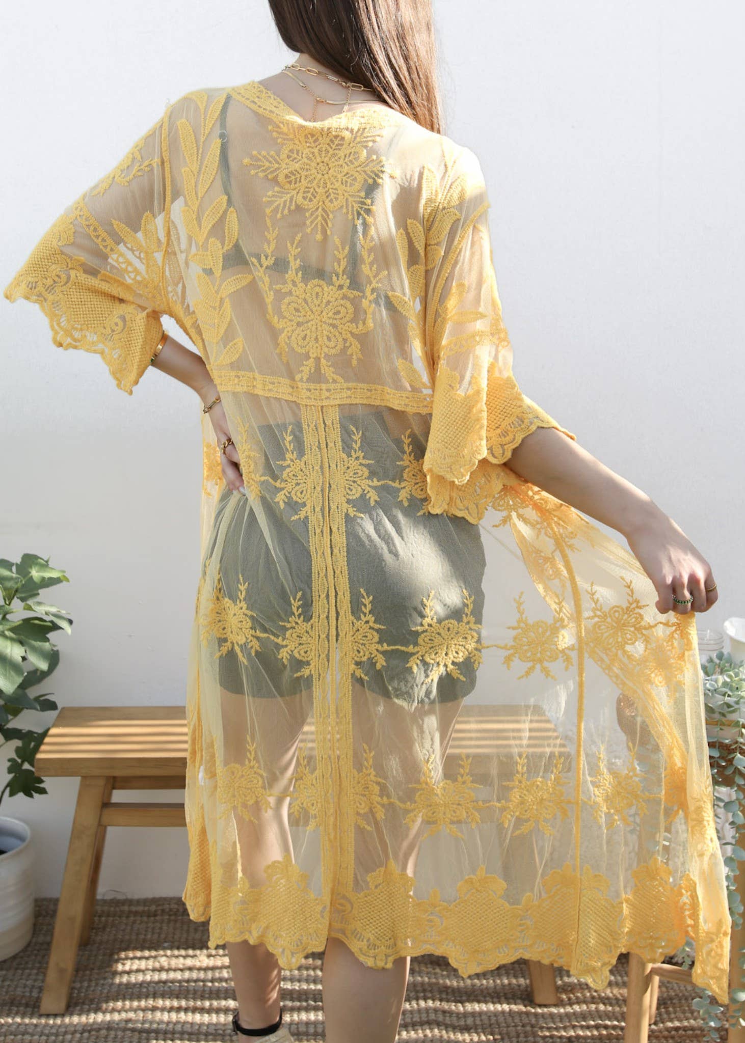 Anna Kaci Wholesale - Wholesale Kimono - Women's - Long Floral Lace Embroidered Kimono17