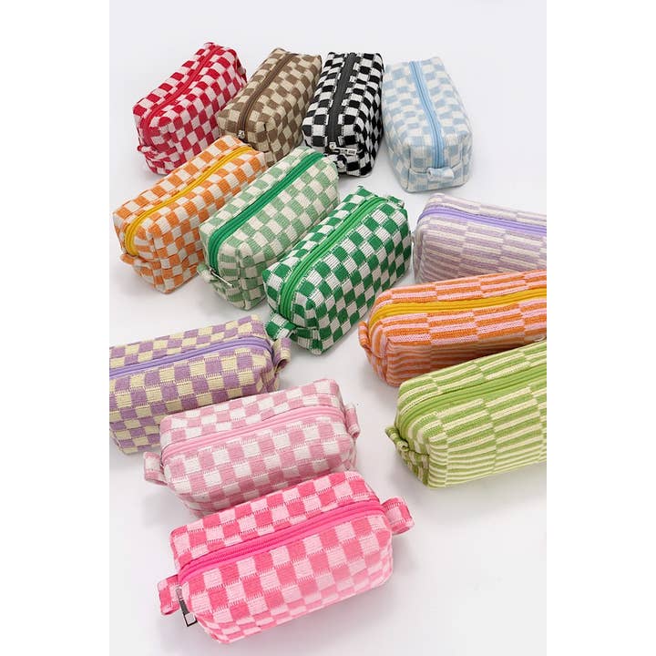 JOSSLYN by wall to wall - Wholesale Makeup/Cosmetic Bag - CHECKER MAKEUP COSMETIC POUCH BAG | 40P5221