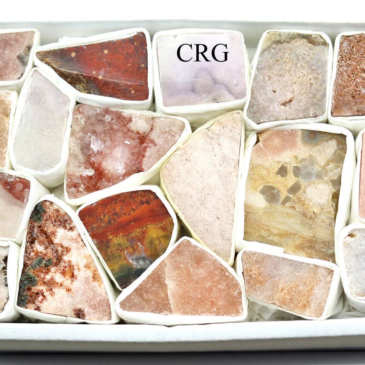Crystal River Gems LLC - Wholesale Spiritual Stone/Crystal - 1 FLAT - Pink Amethyst / Colorful Rough Crystal / Small Flat