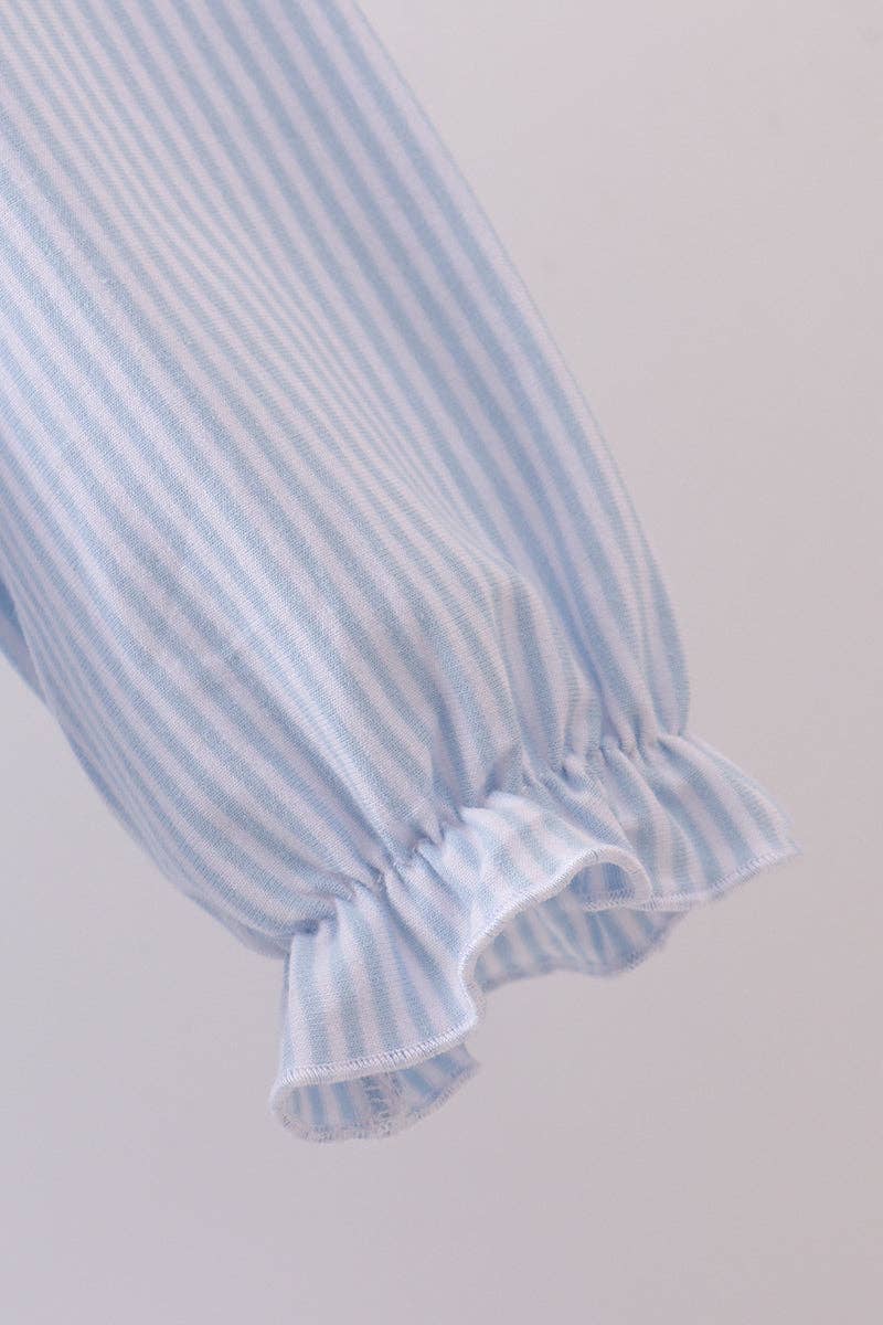 Mom & Co. - Wholesale Dress - Kids - Premium blue stripe bow embroidery dress3