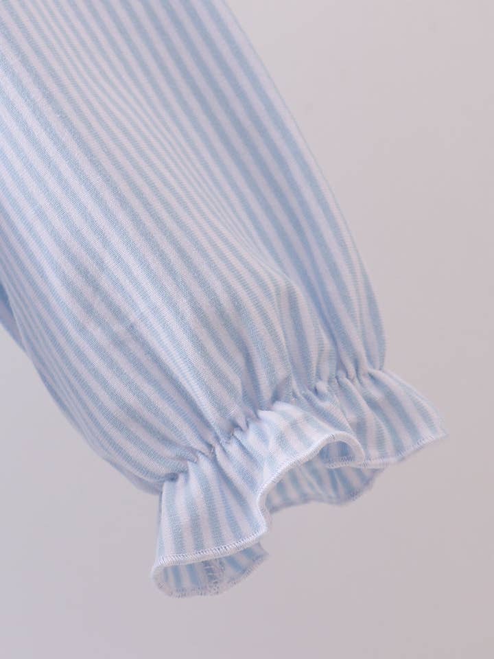 Mom & Co. - Wholesale Dress - Kids - Premium blue stripe bow embroidery dress3