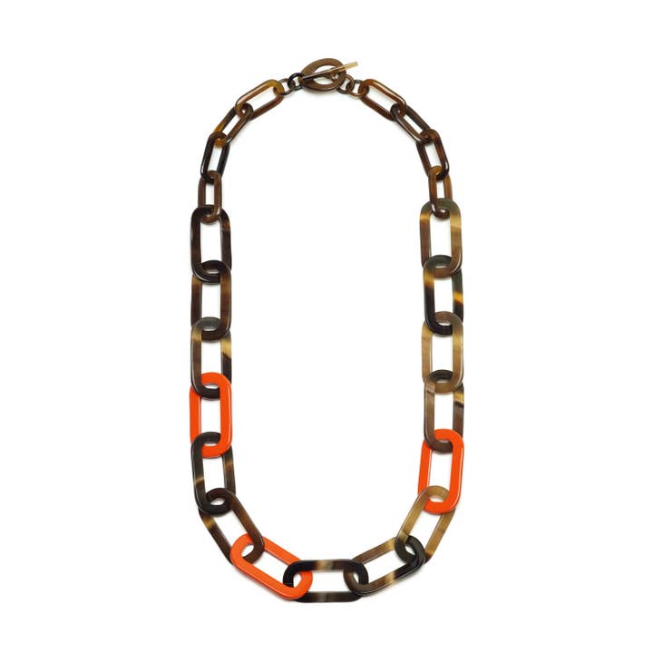 Orange & Brown long Link horn Necklace Gift for Women
for wholesale by BRANCH JEWELLERY