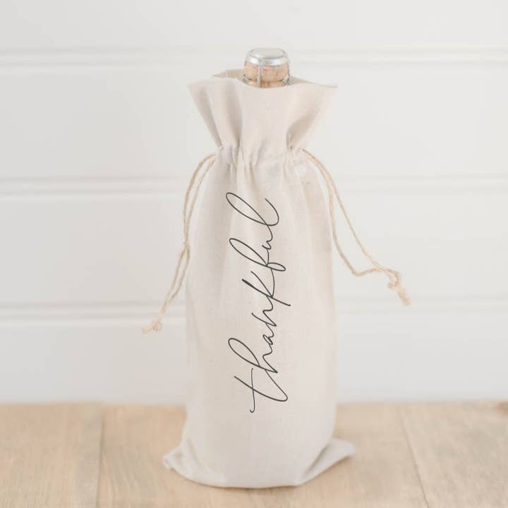 Thankful Wine Bag for wholesale by DWELL Home Shoppe
