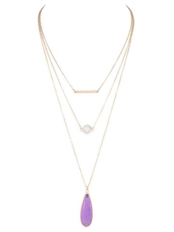 Druzy Genuine Stone Mix Layer Necklace for wholesale by Artini Accessories