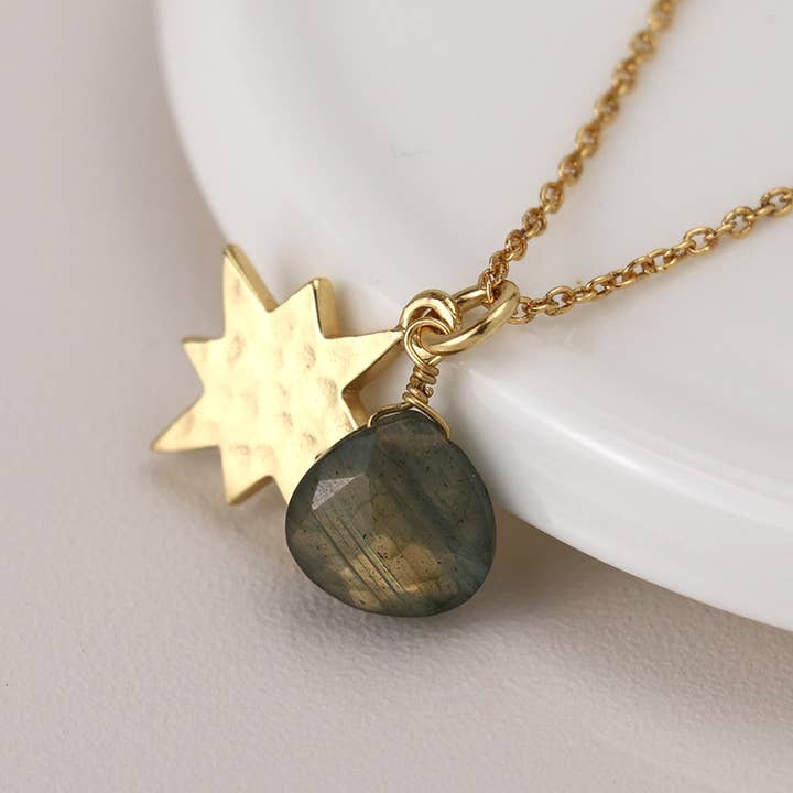 Collana con ciondolo a stella e labradorite placcata in oro di lusso per la vendita all'ingrosso da parte di Peace Of Mind