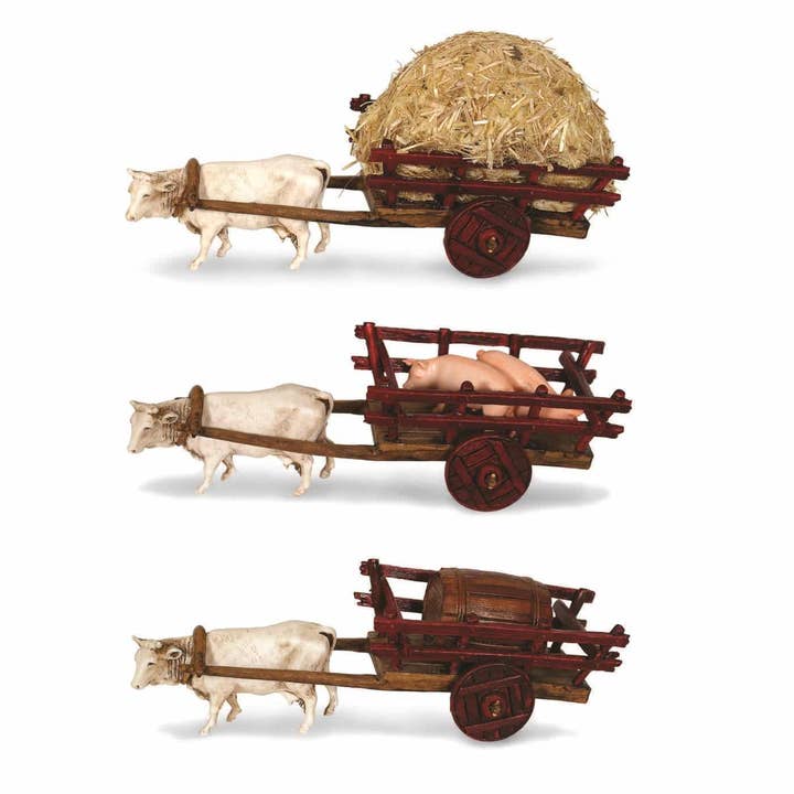 Set of 3 Mini Cow-Drawn Carts 6 for wholesale by Moranduzzo