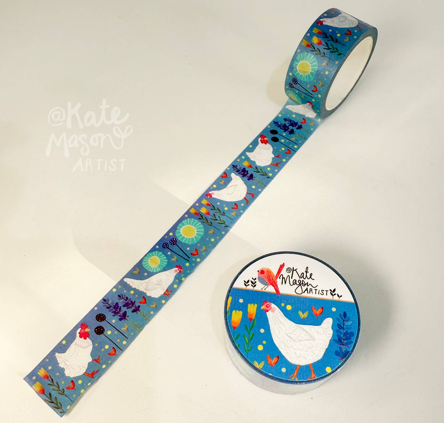 Kate Mason Artist - Wholesale Washi Tape - Chickens & Flowers WASHI TAPE