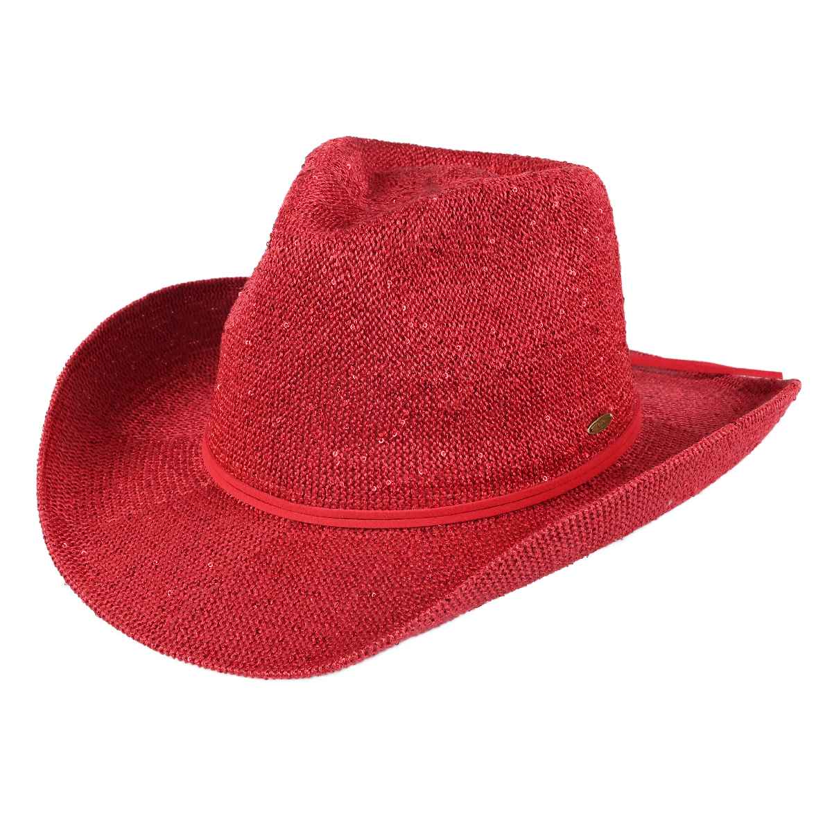 Fashion City – wholesale Cowboyhatt - Dam – Paljett Cowboyhatt med mocka String16