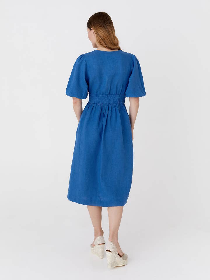 MagicLinen (We handle U.S. import procedures for you) - Wholesale Dress – Women's - Midi linen dress MODICA in Cobalt blue2